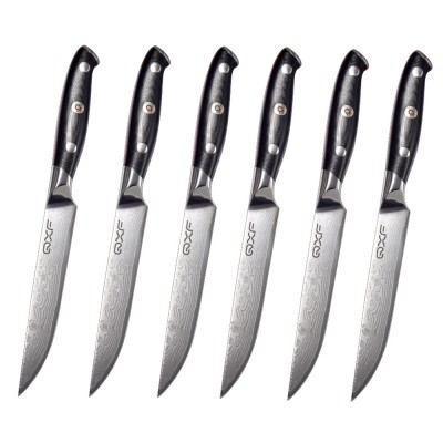 High End Hot Selling 5 Inch Steak Knife 6 Pcs Damascus Steak Knife Set as Gift